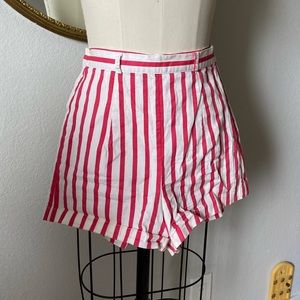 Striped vintage inspired high waisted mini shorts